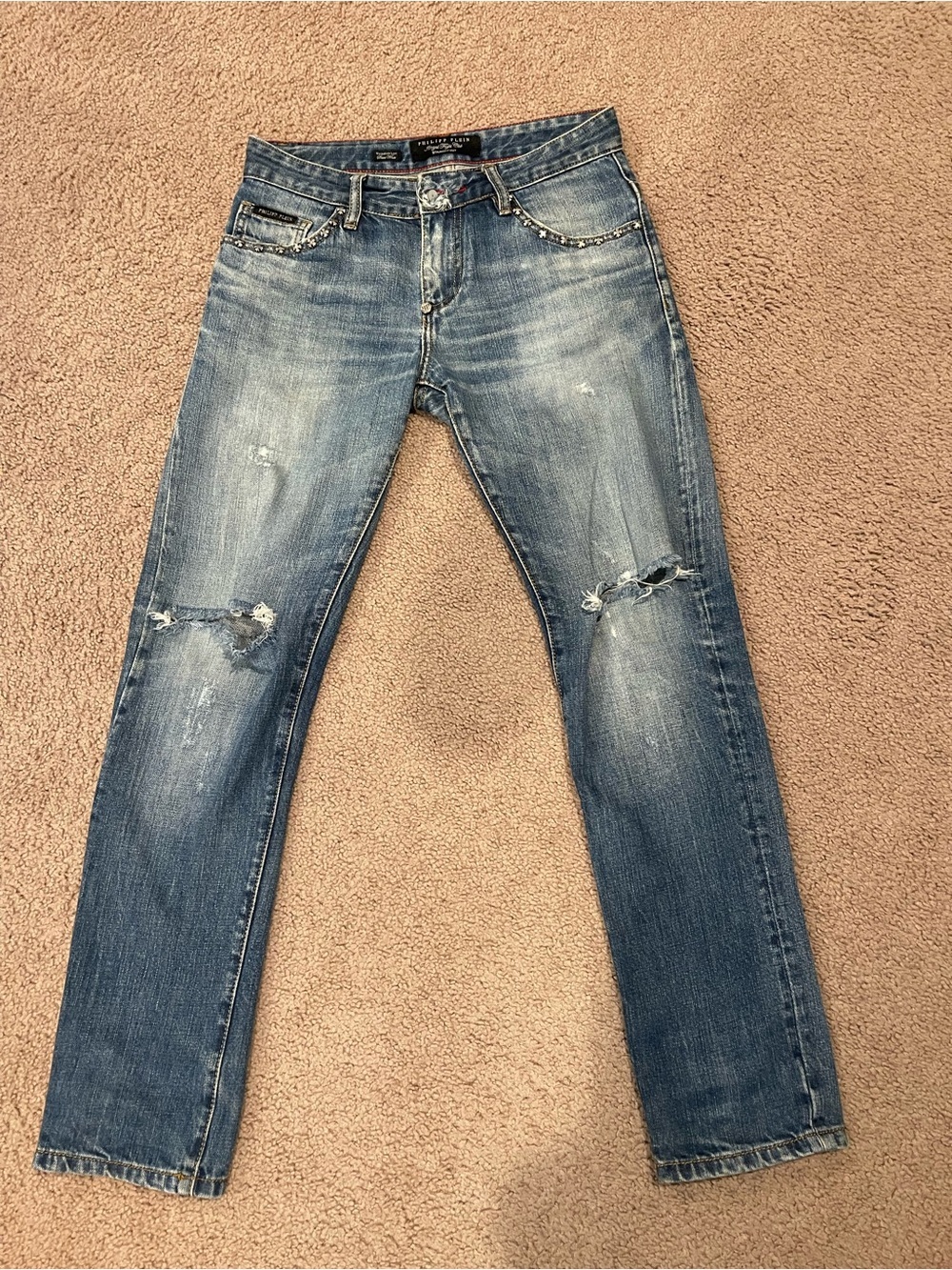 PHILIPP PLEIN Vintage Est 1978 limited edition Straight Cut 31x30 Distress Jeans